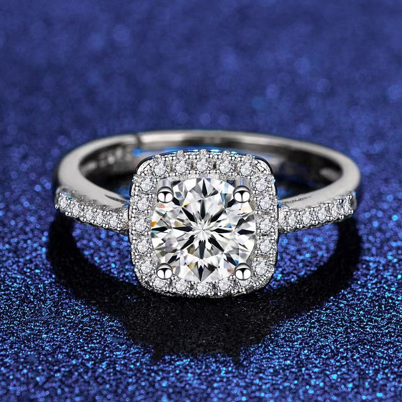 Korean Fashion Square Zircon Pendant Necklace Ring and Earring For Women